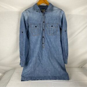 J.Crew Chambray Shirt Dress Tunic Blue Cotton Button Front Size 6